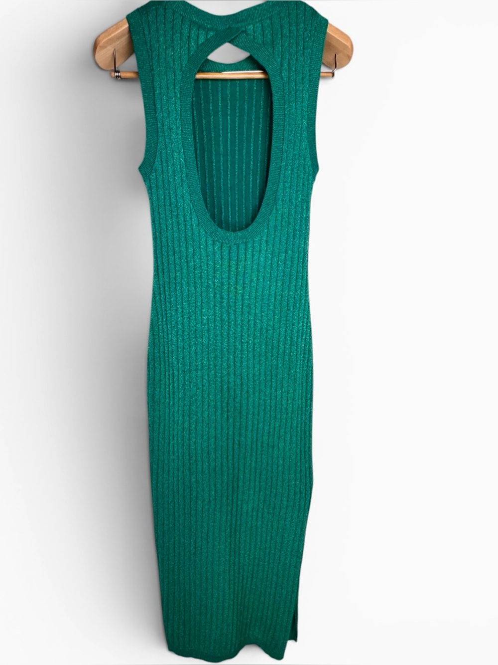 House of Harlow 1960 Mercury Knit Maxi Dress Aquamarine w/ Metallic Thread Small - Picture 3 of 9